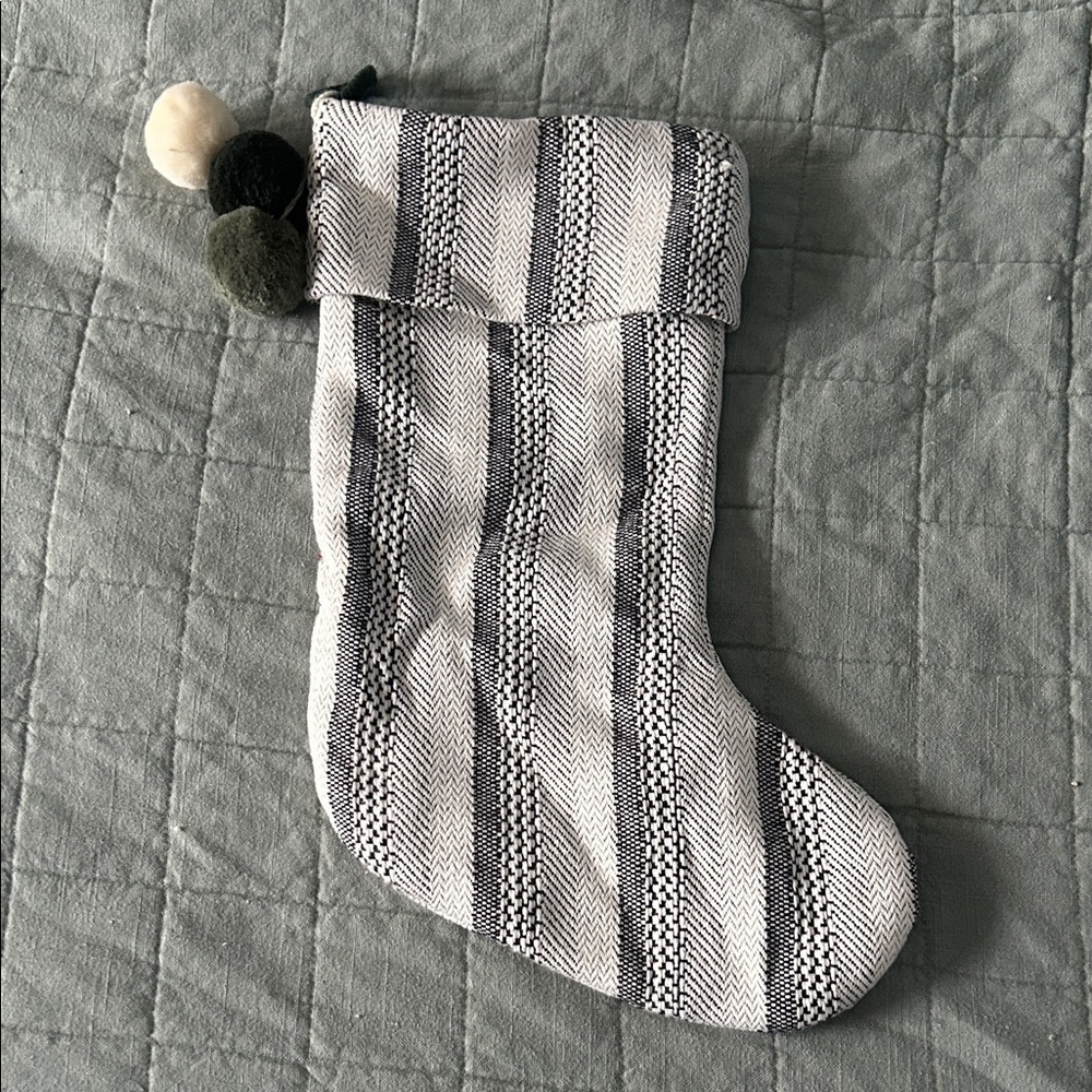 Hearth & Hand Cozy Knit Stocking with Pom-Poms